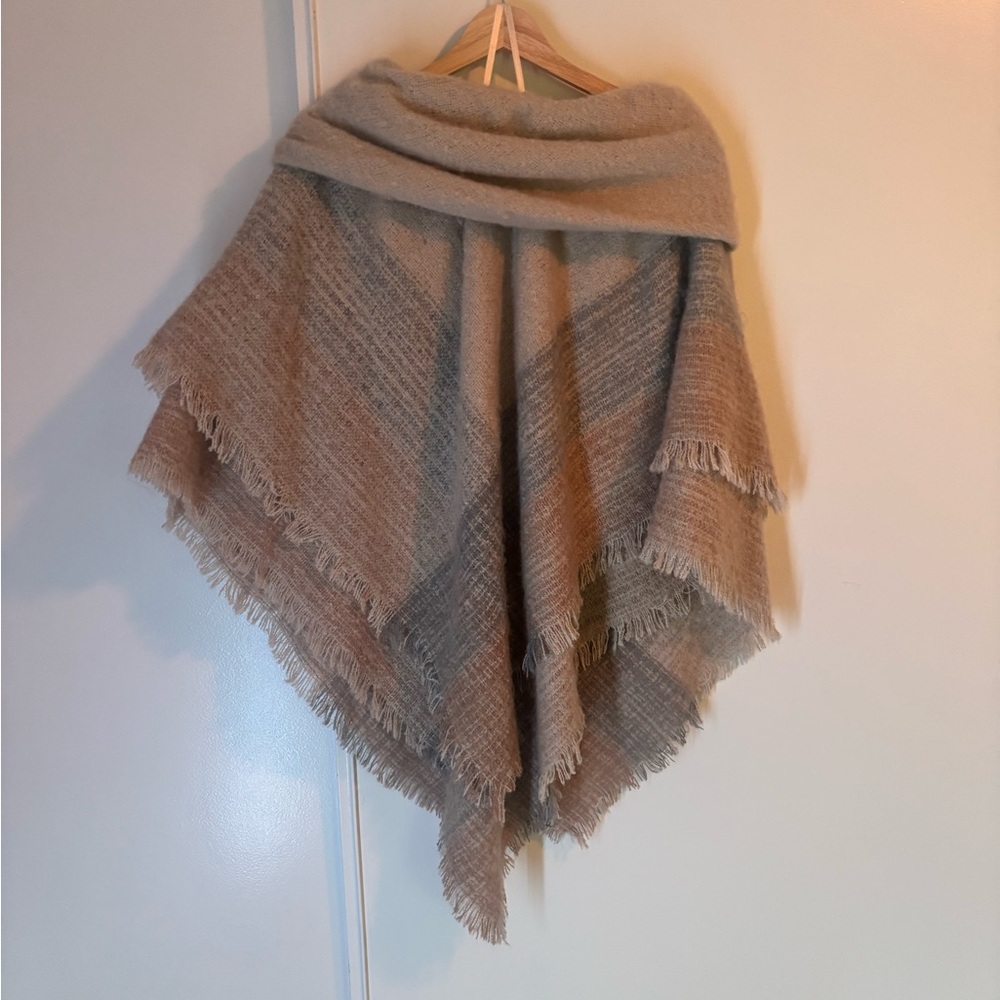 St. John's Bay Cozy Hooded Poncho in Light Taupe - Picture 2 of 3